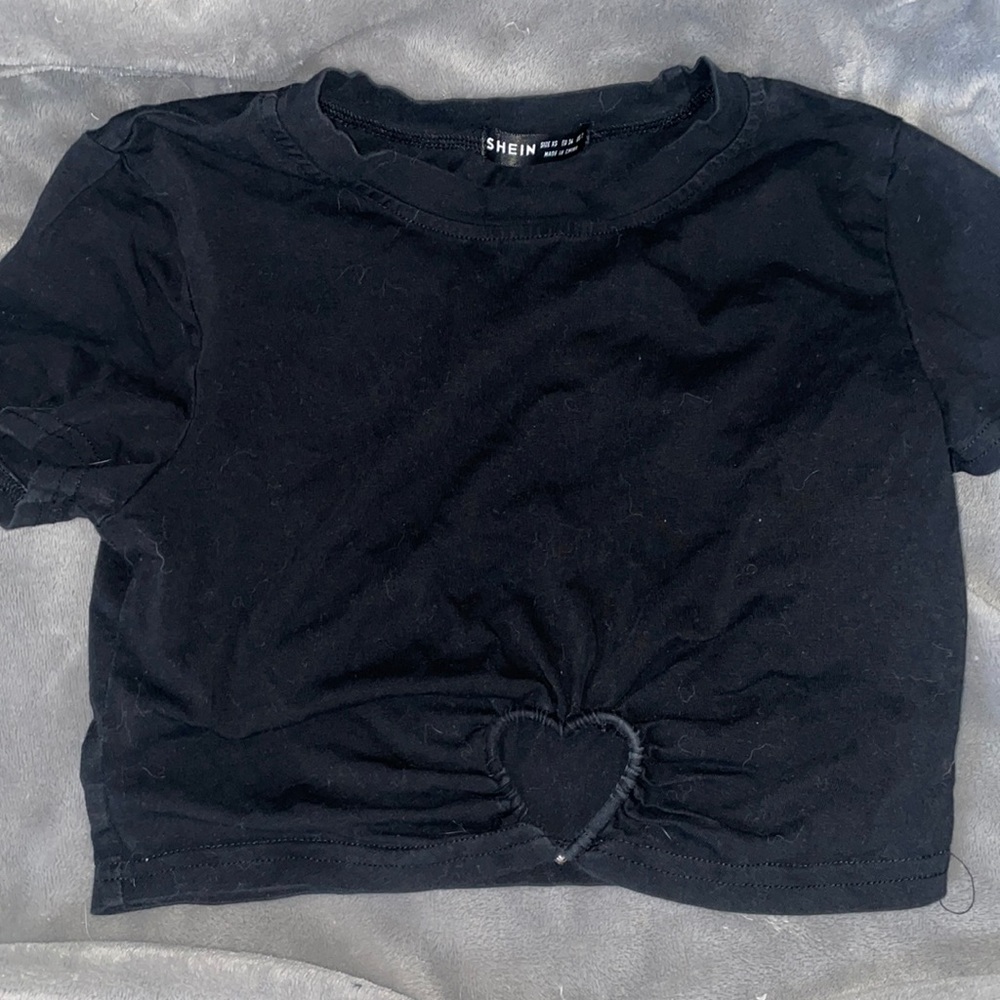 shien, Size Xs black tee shirt with cutout heart, Worn once